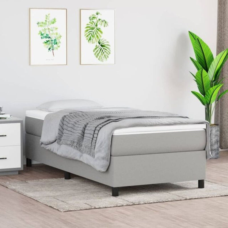 vidaxl Boxspringbett mit Matratze aus Stoff in Grau, B/T/H: 80 x 200 x 35 cm - Bild 1
