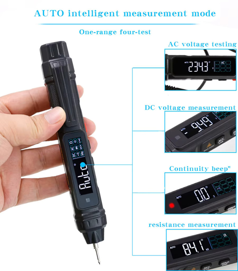 HYTAIS TS20B Intelligentes digitales Stiftmultimeter in Schwarz zur Messung von Kapazität, Widerstand und Dioden - Bild 2
