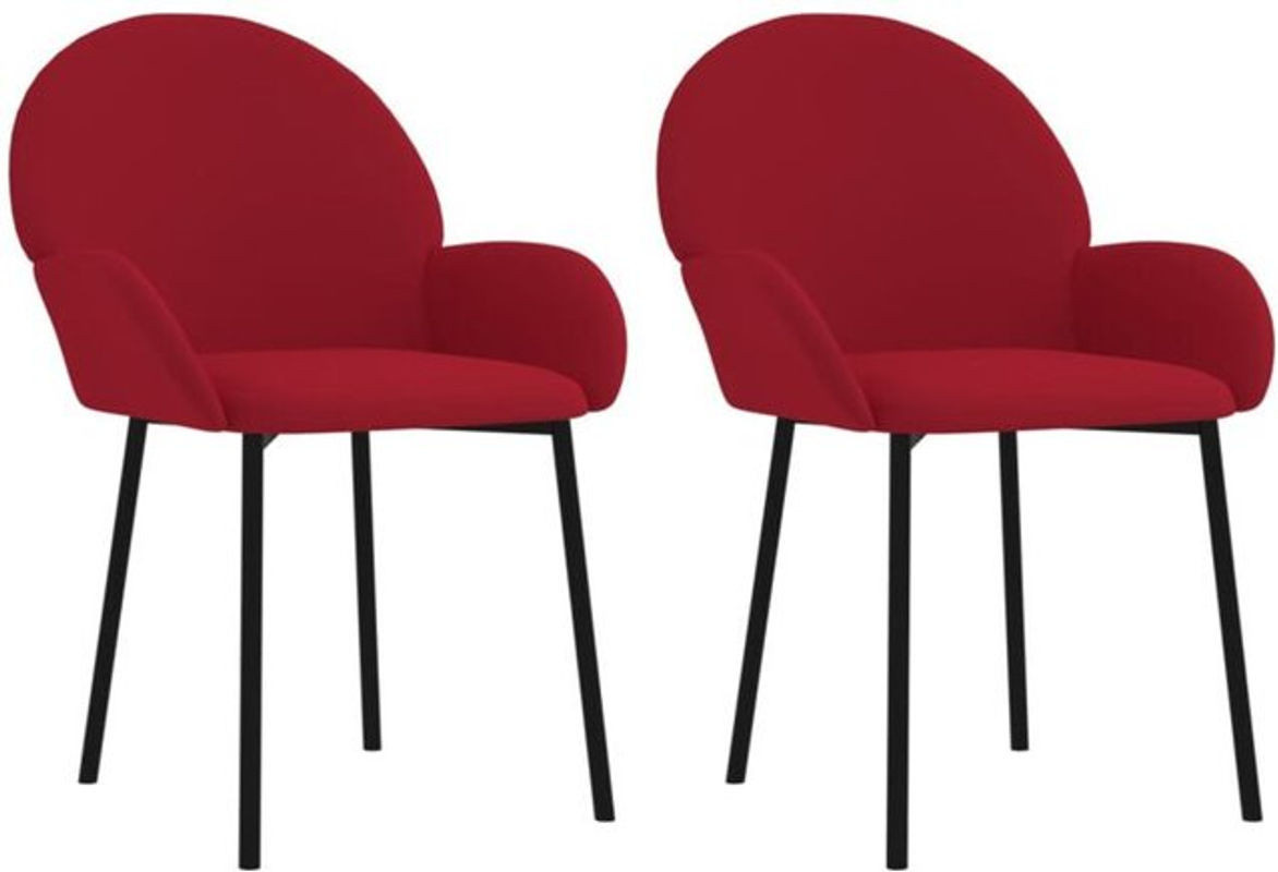 Set aus 2 Esszimmerstühlen von vidaxl in Weinrot mit Samtbezug und modernem Design aus Metall und Holz - Bild 1