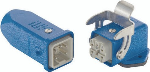 HARTING Steckverbinder-Set 10360040005 in Blau mit 4 Polen plus PE - Bild 1
