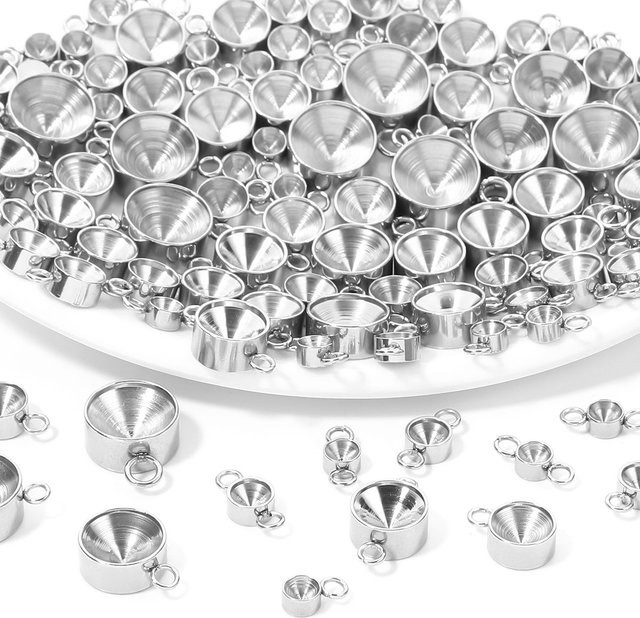 SAUVOO Anhänger Basis, Edelstahl, Rund, für DIY Schmuck - Bild 1
