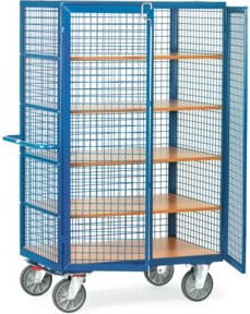 Fetra Kastenwagen 4392 mit Gitterwänden aus Stahl in Brillantblau, Tragkraft 750kg mit TPE-Reifen - Bild 1