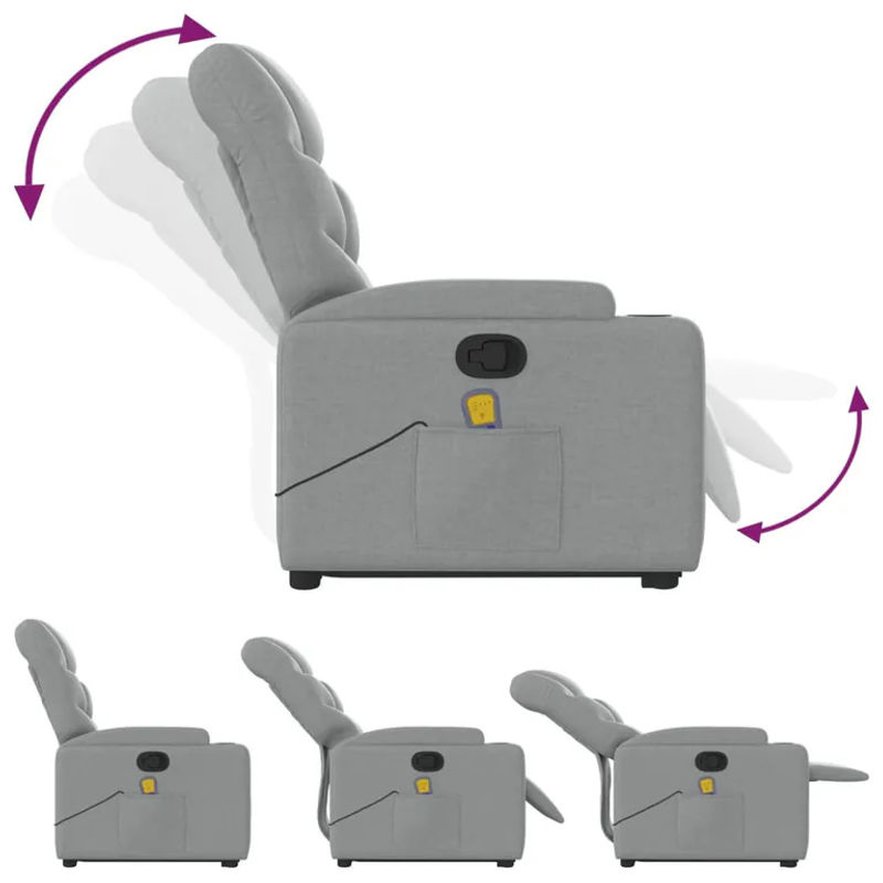 Vidaxl Massagesessel Aufstehhilfe Relaxsessel aus Stoff in Grau - Bild 7