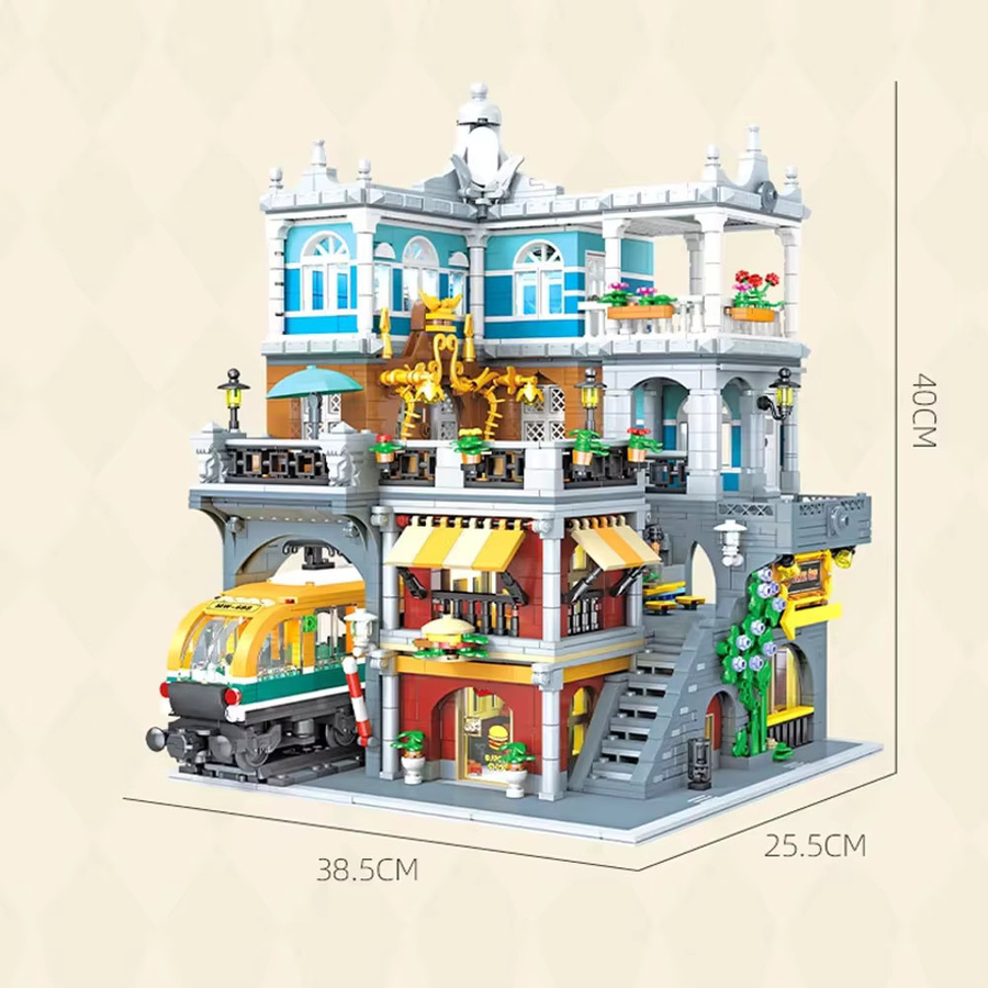 doinbby Burger Shop Bausteine Haus Modell, Stadt, mit Licht, 3.289 Teile - Bild 5