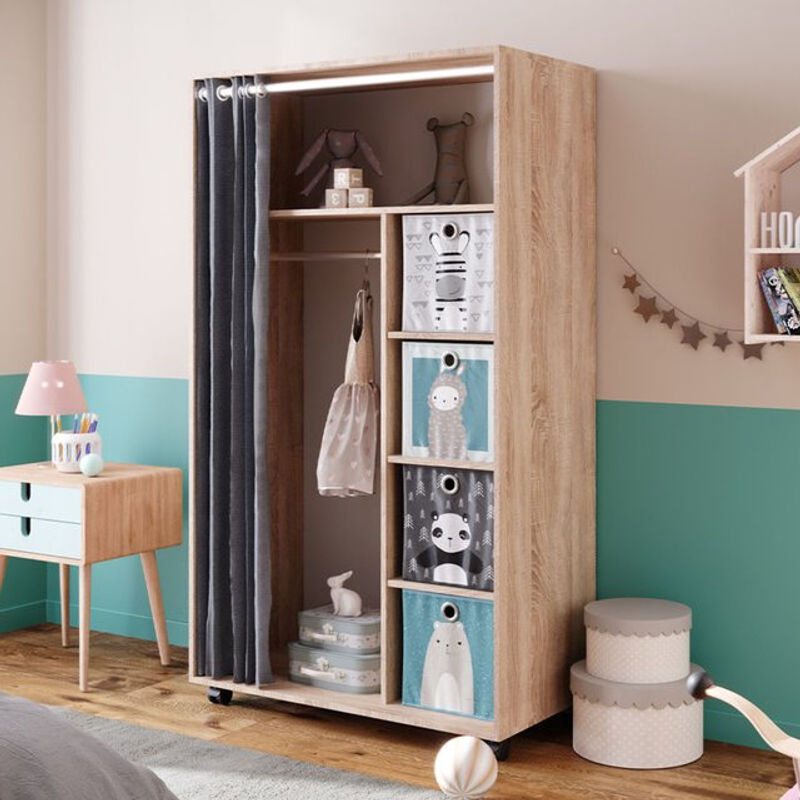 Vicco Kinderkleiderschrank Doros Garderobe Sonoma modern, Farbe Braun, B: 100 cm, H: 168 cm - Bild 2