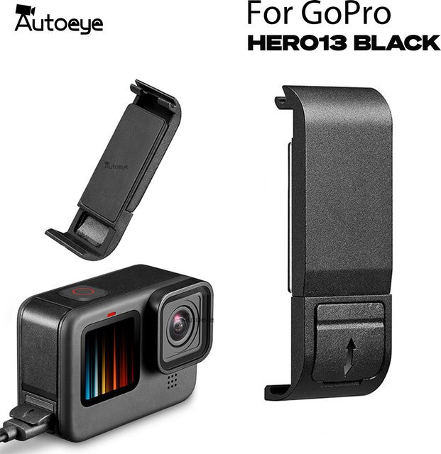 Schwarze Flip-Batterie-Seitenabdeckung für GoPro Hero 13 und GoPro Hero 12 als Ersatz-Ladegehäuse und abnehmbarer Batteriefachdeckel - Bild 1