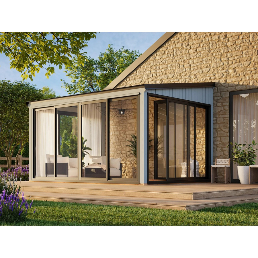 Palmako Holz-Gartenhaus Lumi Slide Plus mit Pultdach in Hellgrau, B: 420 cm, T: 297 cm, H: 210 cm - Bild 1