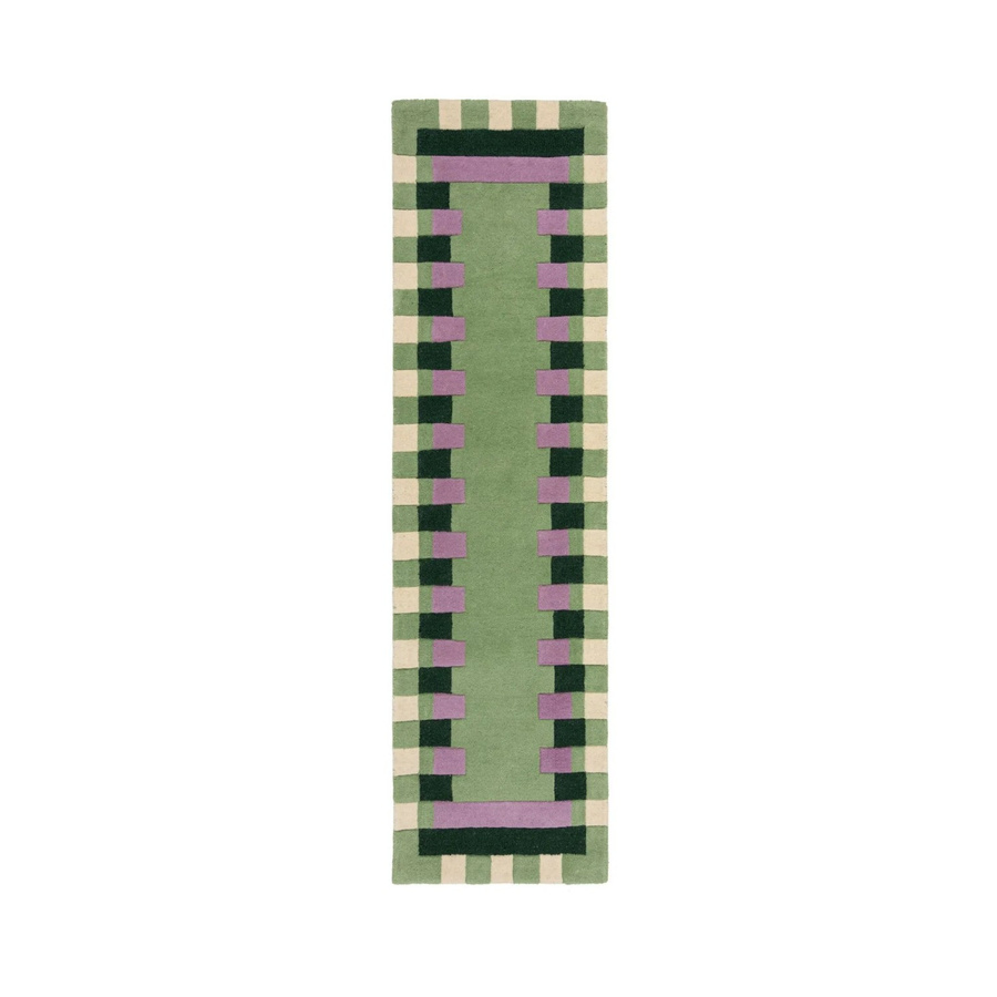 Flair Rugs Wollteppich Kai Wool Border in Grün, Handgeknüpft, Geometrisches Design, B/T: 230 x 60 cm - Bild 2