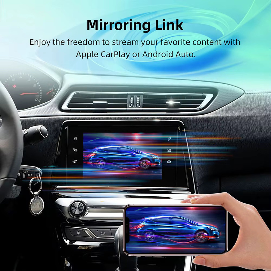 ANYFAR Drahtloses CarPlay und Android Auto Multimedia-Zubehör für Peugeot und Citroën SMEG MRN Modelle 2013–2018 in Schwarz - Bild 3
