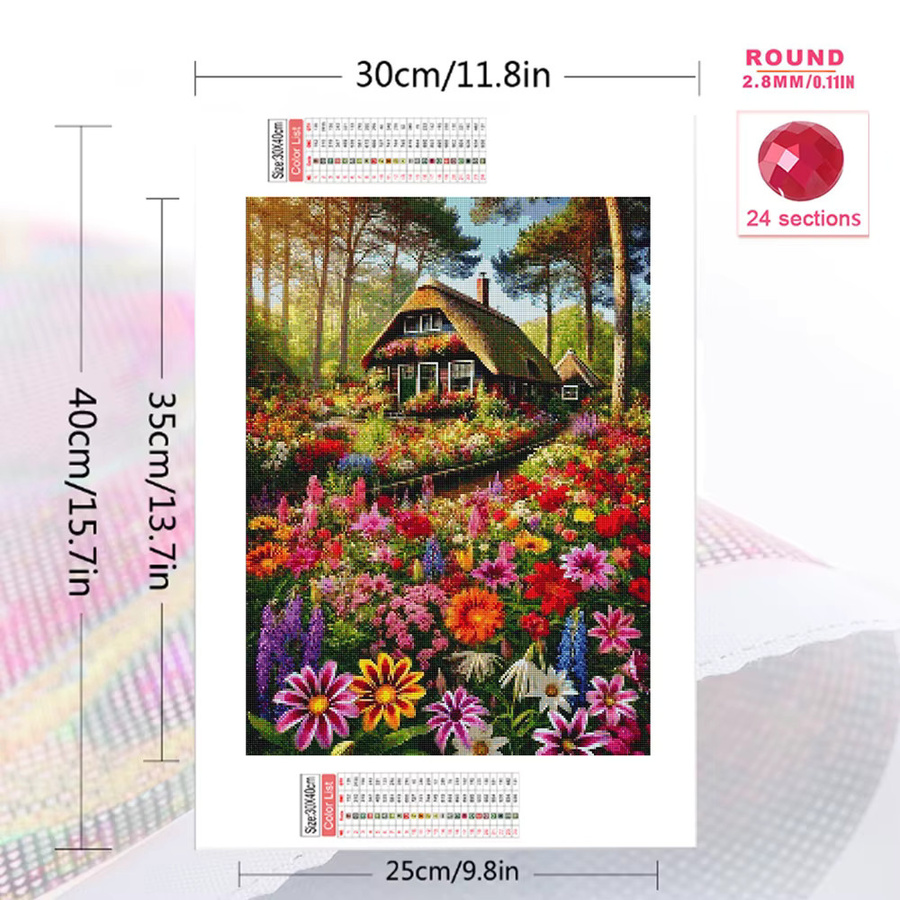 Evershine Diamantmalerei Haus-Landschaft DIY Diamant-Stickerei mit runden Steinen in Multicolour, B/H: 30 x 30 cm - Bild 2