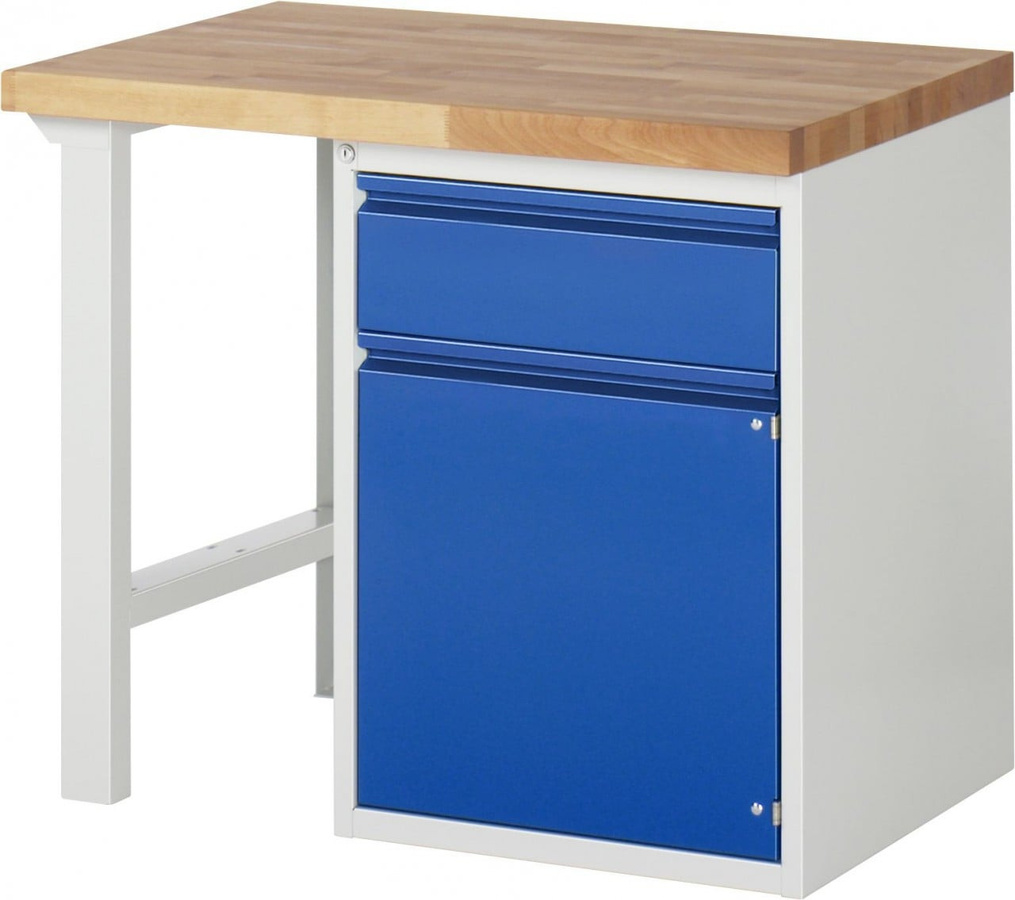 BIGBOXX Reihenwerkbank aus Metall mit einer Schublade und einer Tür in Blau - Bild 1