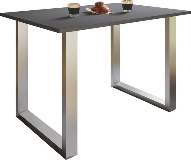 VCM Holzesstisch Xona U mit Eisenfußgestell, Holzstruktur-Nachbildung, B/T/H: 110 x 50 x 76 cm - Bild 1