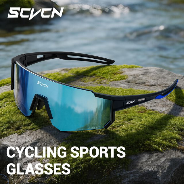 SCVCN Sportsonnenbrille, Unisex, Vollrand, Kunststoff, ultraleicht - Bild 1