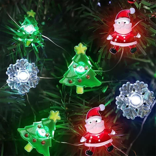 Bunte LED Weihnachts-Lichterkette mit 10 LEDs als Hänge-Dekoration, 1 m Länge, Mehrfarbig - Bild 1