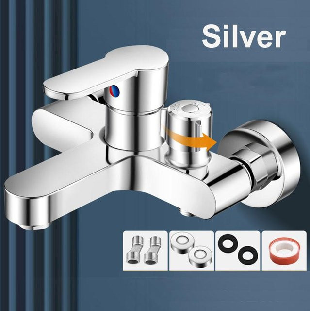Binchi Duschset Badezimmer Armatur mit Mischventil in Chrom und Silber - Bild 1