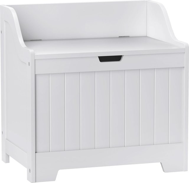 HOMCOM Aufbewahrungstruhe mit Sicherheitsscharnier und U-förmigem Ausschnitt in Weiß, B/T/H: 60 x 38 x 56 cm - Bild 1
