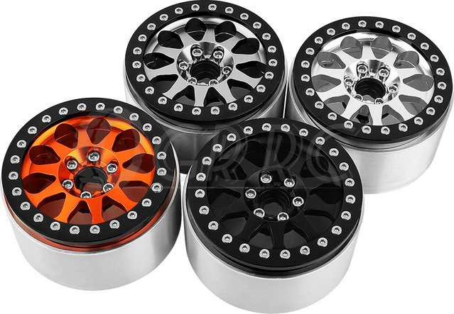 Axial Beadlock Felgen Naben, 4-teiliges Set, Metall, Orange - Bild 1