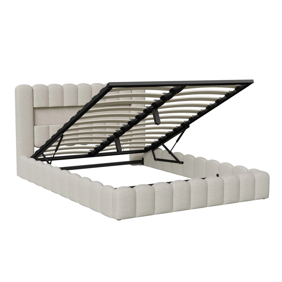 PXloue Polsterbett mit LED-Beleuchtung und USB-Ladefunktion in Beige, B/T/H: 180 x 200 x 153 cm - Bild 2