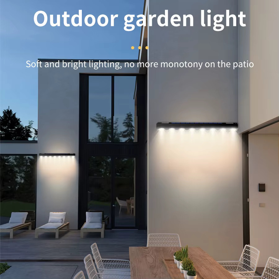 GGBEE Solar-LED-Wandleuchte in Schwarz für Außenbereich, moderne Solar-Schildleuchte mit Dämmerungssensor für Garten, Hausnummer und Briefkasten - Bild 4