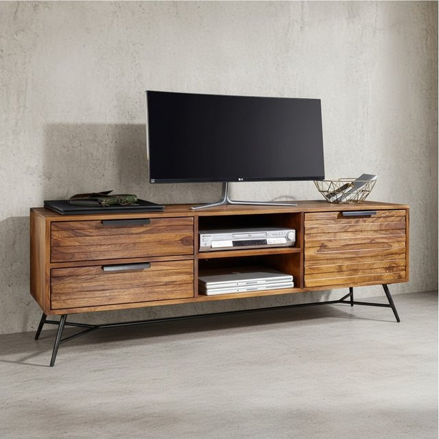 KADIMA DESIGN Lowboard NISHAN aus Sheesham Massivholz in Braun im Industrial Design, B/T/H: 160 x 54 x 40 cm - Bild 1