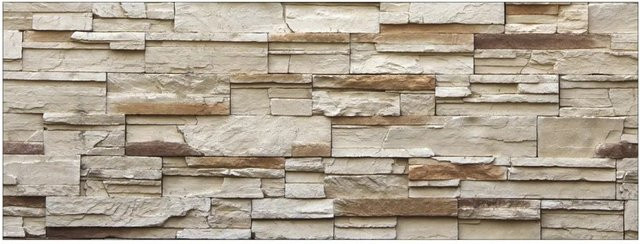 MySpotti Küchenrückwand Profix Cucina Rustical Bricks in Stein Optik Beige mit Aluminium-Finish, Breite: 160 cm, Höhe: 60 cm - Bild 1