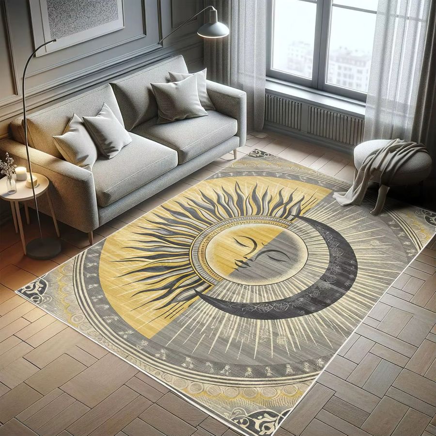 VIKAMA Teppich mit Mond- und Sonnen-Design für Wohnzimmer und Schlafzimmer - Bild 5