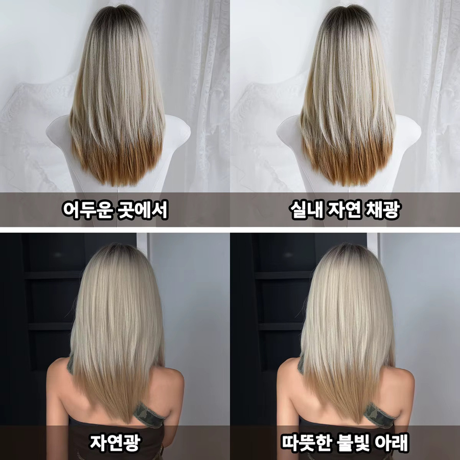 7JHH WIGS Perücke für Damen, schulterlang, gerade, beige-braun, Ombre, synthetisch, mit Pony - Bild 5