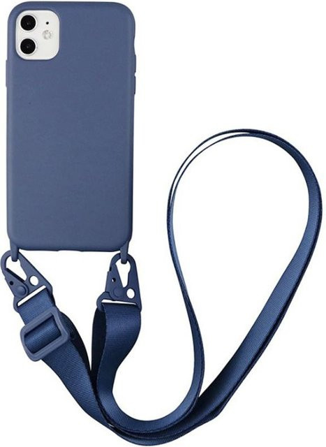 Silikon Lanyard Handyhülle mit Crossbody-Kette für Apple iPhone in Blau - Bild 1