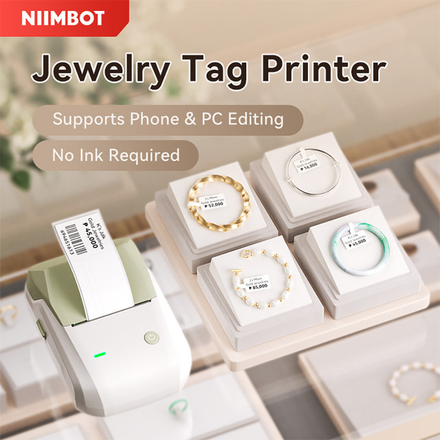 Niimbot B1 Kabelloser Bluetooth Thermoprint-Etikettendrucker in Weiß für Schmuckanhänger und Preisschilder - Bild 1
