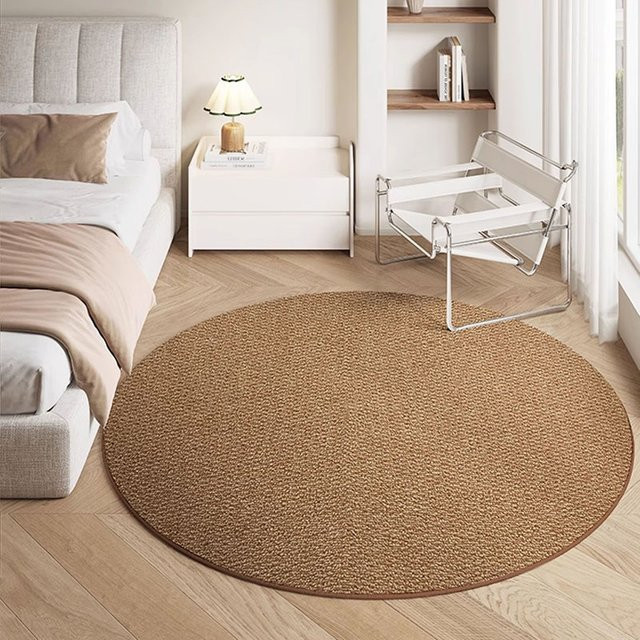 Reese Runder Gewebter Teppich in Beige, Minimalistisches Zen-Design, Rutschfest und Waschbar, Durchmesser: 80 cm - Bild 1