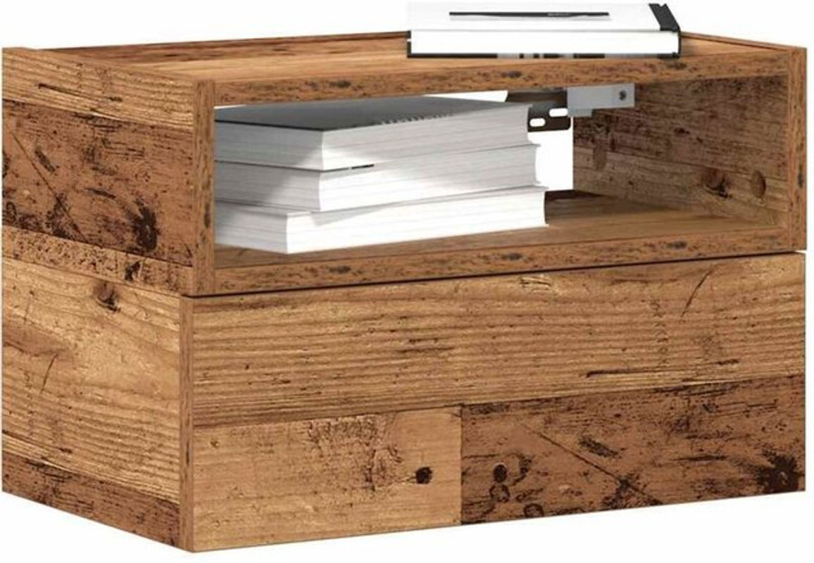 Wand-Nachttisch Vidaxl in Altholz-Optik Braun im Landhausstil, B/T/H: 45 x 26 x 28,5 cm - Bild 1