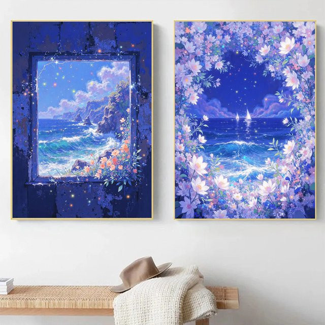 NUOYING Diamant-Gemälde Traumlandschaft Meer DIY Mosaik Set in Multicolour - Bild 1