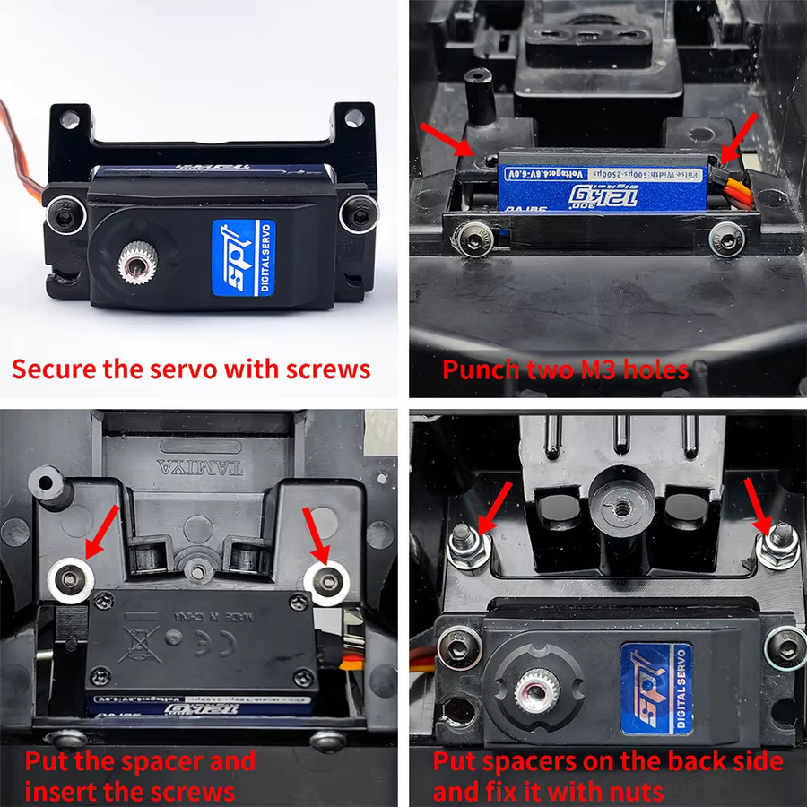TRINOOD Servohalterung aus Aluminiumlegierung, 1:12, Zubehör, Schwarz - Bild 5