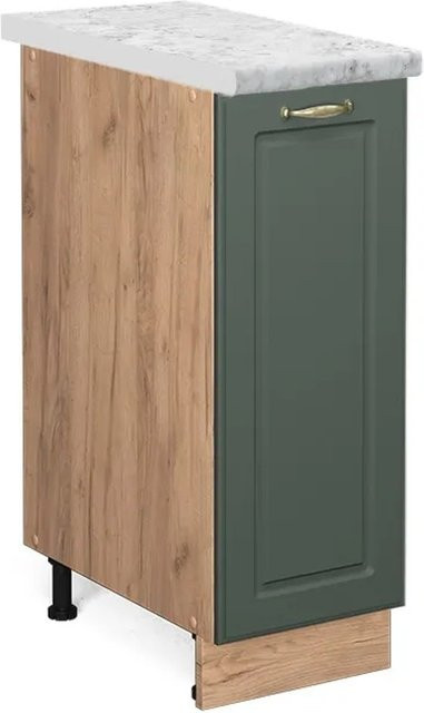 Vicco Apothekerschrank Fame-Line in Grün-Gold im Landhausstil mit Eiche-Optik und Marmor-Elementen, B/T/H: 82 x 30 x 60 cm - Bild 1