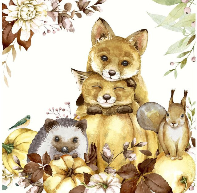 Serviette Nature Cuteness von Paper Design in Beige mit herbstlichem Motiv aus Papier - Bild 1