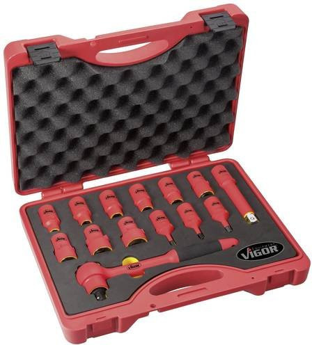 Vigour Steckschlüsselsatz 14-teilig 1/2 Zoll 12,5 mm in Rot V3343 - Bild 1