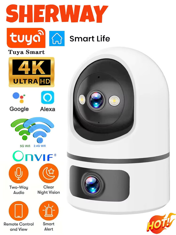 Tuya 4K 8MP WLAN Dual-Objektiv-Sicherheitskamera für Innenräume mit Farbnachtsicht und Zwei-Wege-Audio in Weiß - Bild 7