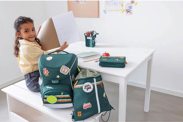 Lässig Schulranzen-Set Slim Unique 7-teilig in Grün aus Polyester - Bild 1