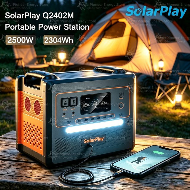 SolarPlay Q2402M Tragbare Powerstation mit 2304Wh und 2500W als Solargenerator und Notstromversorgung für Outdoor und Camping - Bild 1