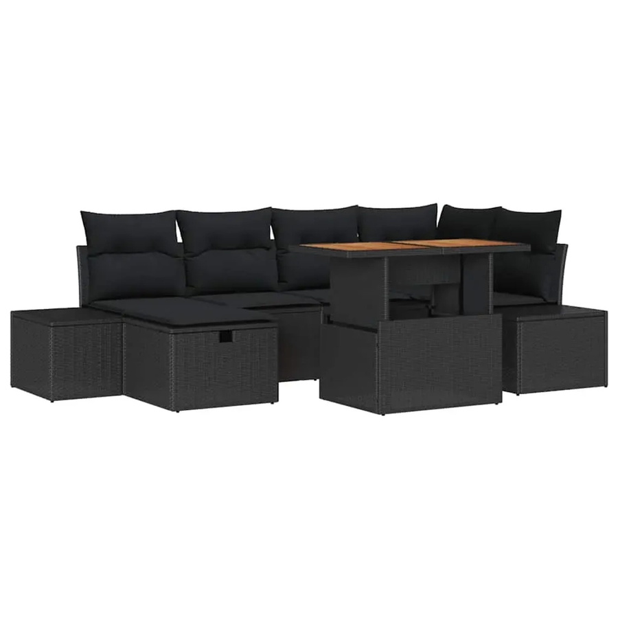 7-teiliges vidaXL Garten-Sofa-Set aus Poly-Rattan in Schwarz - Bild 2