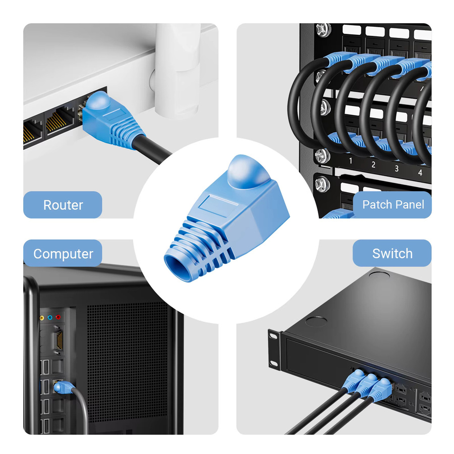 ZoeRax RJ45 Ethernet-Netzwerkkabel Zugentlastungsmanschetten und Steckerabdeckungen für CAT5 CAT5E CAT6 CAT6E, Mehrfarbig, Außendurchmesser: 6,5 mm - Bild 5