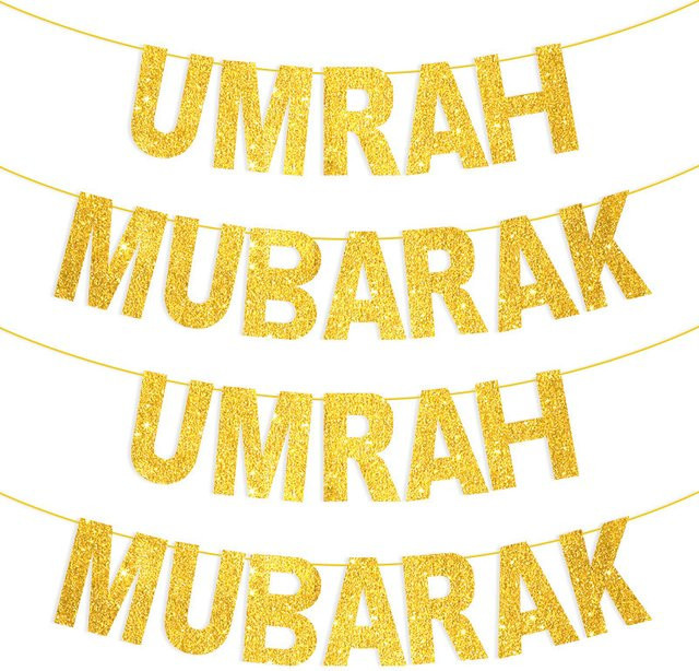 Alivparty Umrah Mubarak Wimpel Girlande in Gold zur Dekoration für Ramadan und Eid-Festlichkeiten - Bild 1