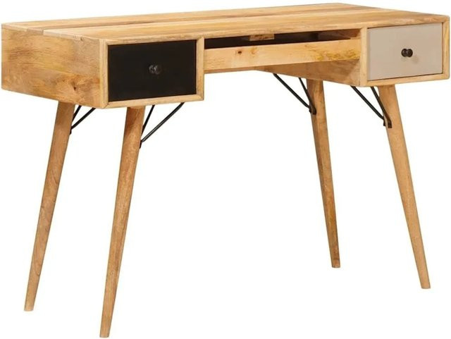 vidaXL Schreibtisch aus Massivholz Mango in Braun, B/T/H: 110 x 55 x 76 cm - Bild 1