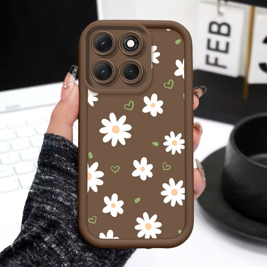 Floating Daisies Handyhülle für Motorola G86 G85 G84 G75 G60 G56 G54 G53 G52 G35 G34 G32 G30 G24 G22 G15 4G 5G in Schwarz - Bild 4