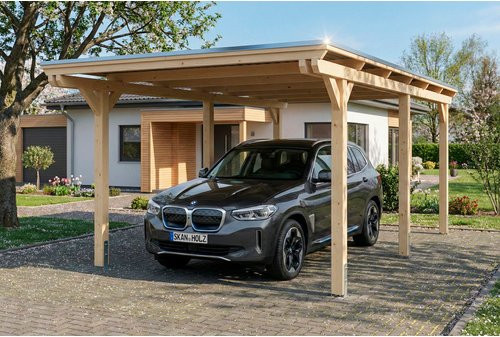 SKANHOLZ Carport Emsland aus Fichte mit Stahl-Dachplatten und Antikondensvlies, Farbe: beige, B: 604 cm, T: 340 cm - Bild 1