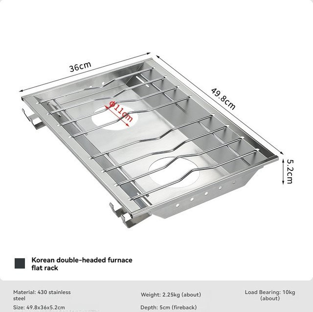 CAMPINGMOON CK-50PG Doppelkopf-Edelstahl-Kochplattenrahmen im koreanischen Stil, winddichter IGT Dual-Einheit für Campingkocher, Silber - Bild 1