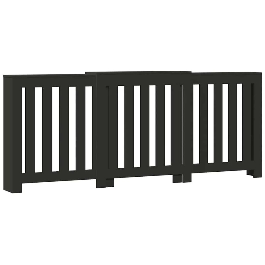 vidaXL Heizkörperverkleidung in Schwarz mit modernem Latten-Design aus Holzwerkstoff, B/T/H: 205 x 21,5 x 83,5 cm - Bild 2