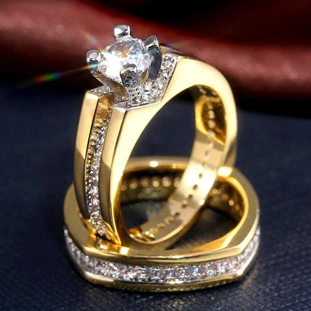 Wucifang Jewelry Verlobungsringe, Kupfer, Gold, Zirkonia, Damen - Bild 1