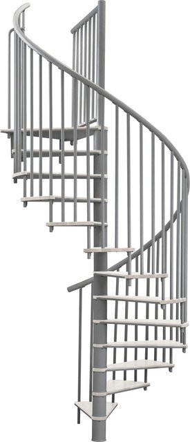 Minka Spindeltreppe Switch Ø 140 cm Grau-Weiß mit Holzoptik für eine Raumhöhe bis 295 cm - Bild 1