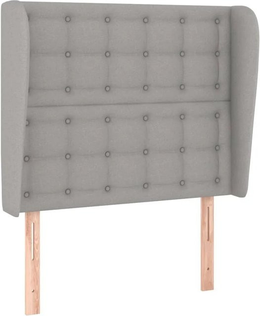 vidaXL Kopfteil mit Ohren in Hellgrau aus Stoff, B/T/H: 103 x 23 x 118/128 cm - Bild 1